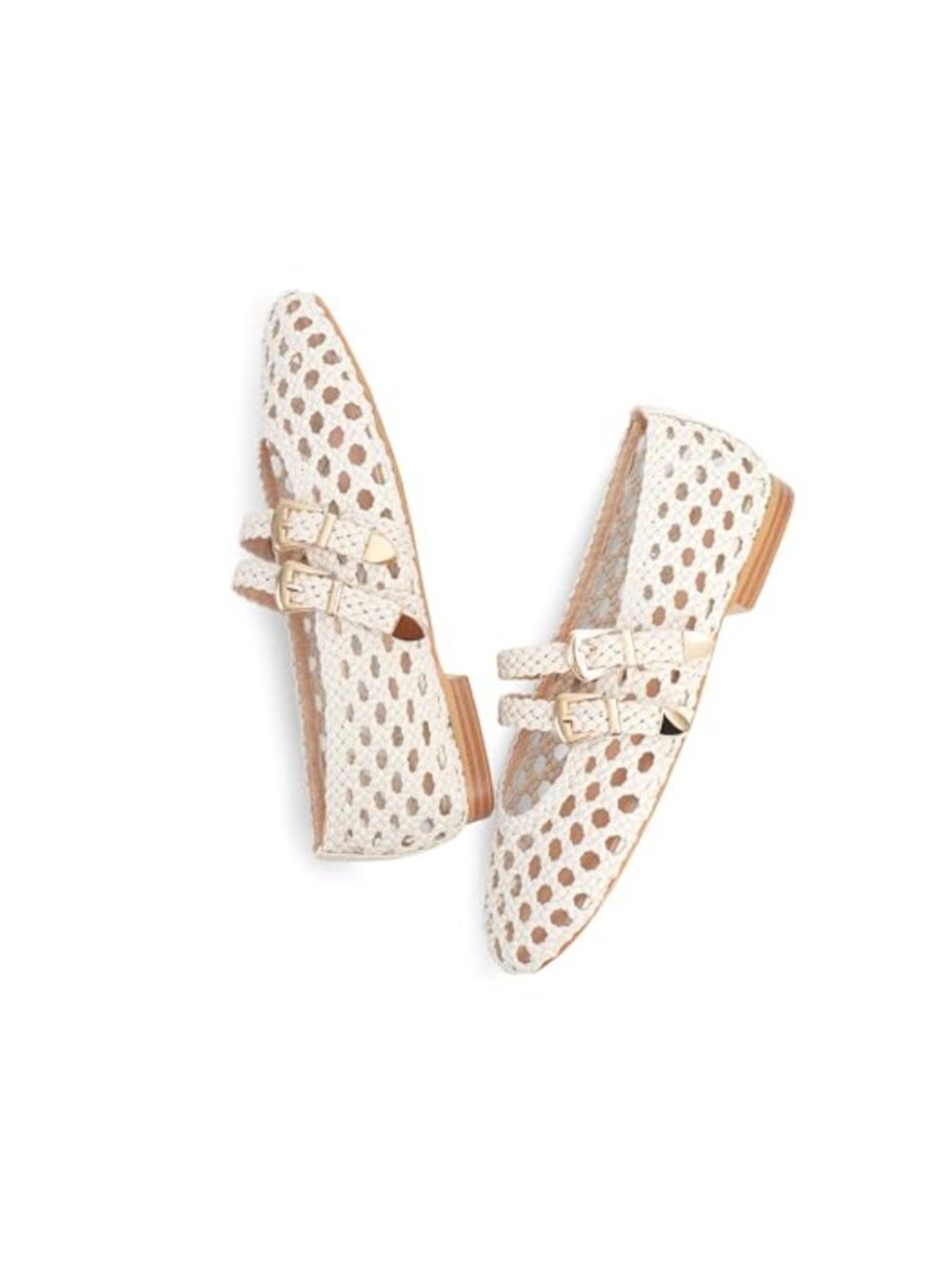 Women's Mary Jane Ballet Flats Faux Leather Woven Buckle Strap Flat Shoe - Picture 3 of 6
